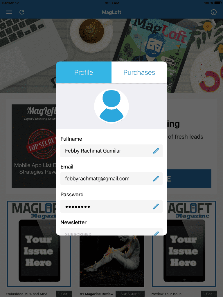 MagLoft iOS App Login Feature