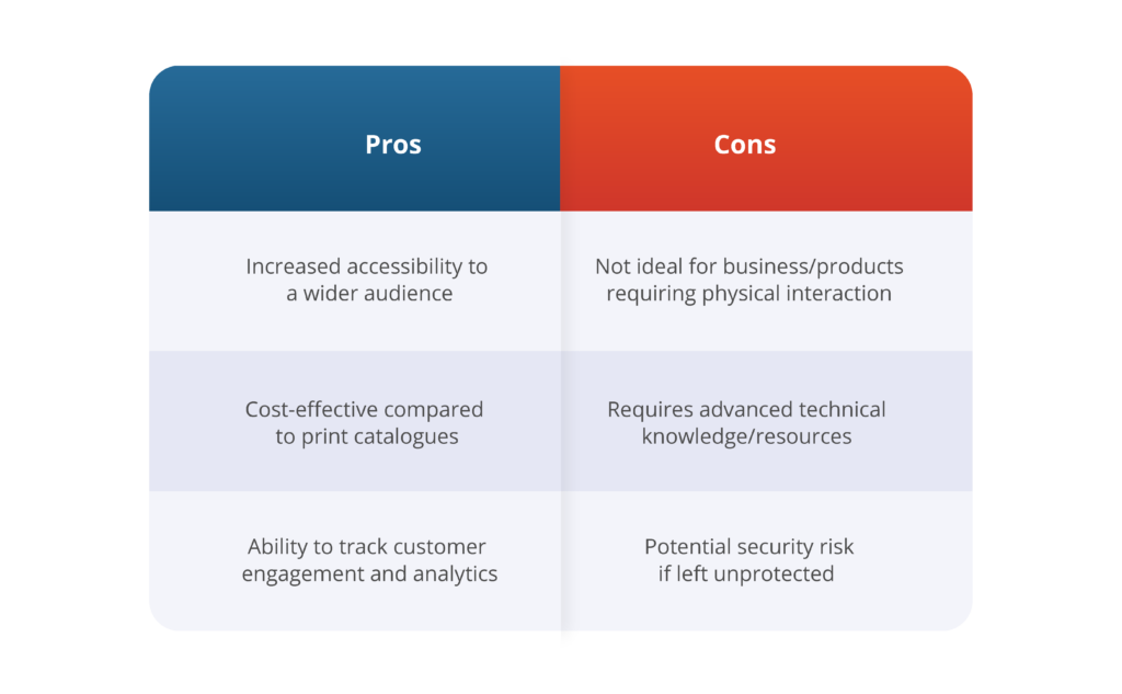 pros and cons comparison for publishing digital catalogue